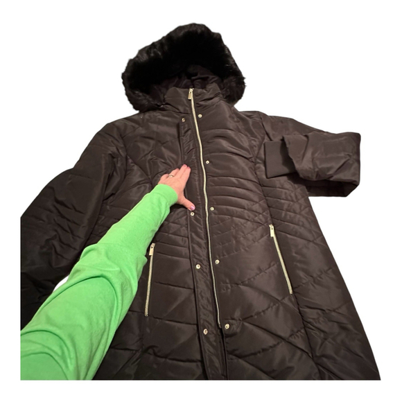 Catherines Womens 2X Winter Coat Removable Hood Black Long Parka Pockets NWOT - Picture 8 of 17